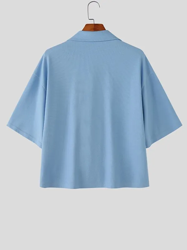 Men's Chinese Style Textured Frog Button Half Sleeve Shirt SKUL55386 sold by Incerunmen product image thumbnail 5