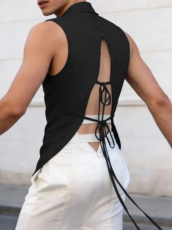 Men's Tie Back Deconstructed Tank SKUL57668 made by Incerunmen