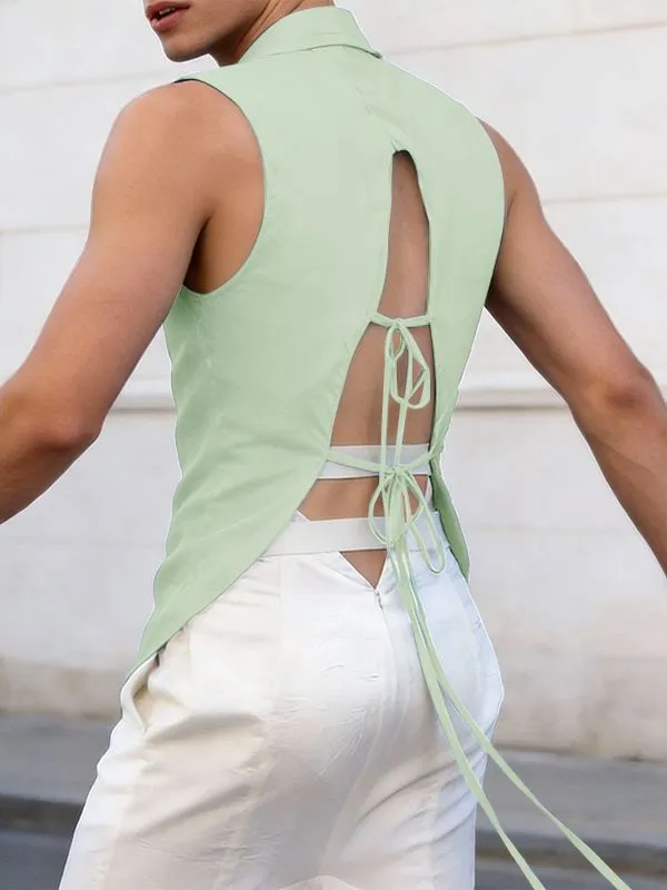 Men's Tie Back Deconstructed Tank SKUL57668 sold by Incerunmen product image thumbnail 3