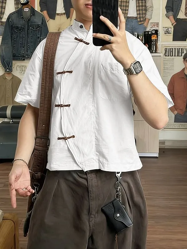 Men's New Chinese Style Relaxed Boxy Shirt SKUL57123 made by Incerunmen