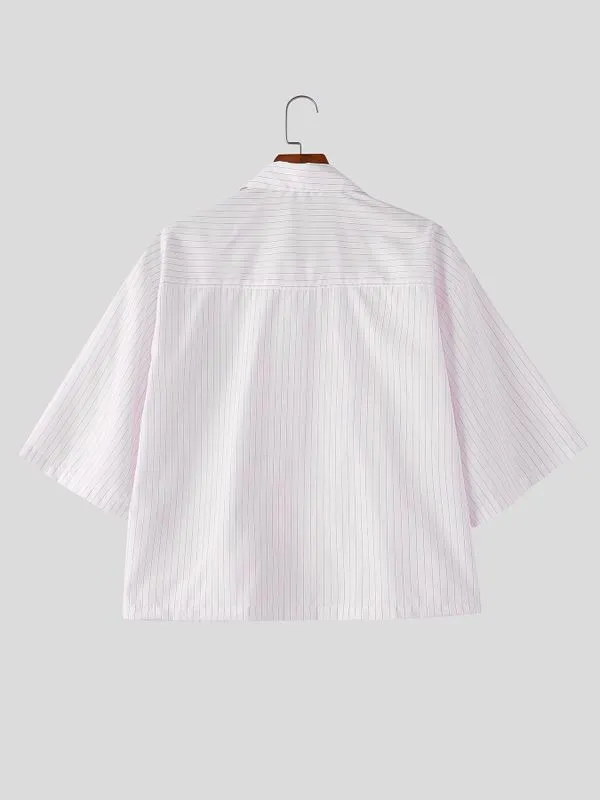 Men's New Chinese Style Vertical Stripe Frog Button Short Sleeve Shirt SKUL60142 sold by Incerunmen product image thumbnail 5