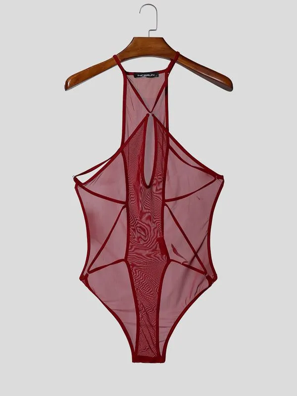Men's Avant-Garde Sheer Mesh Halter Neck Bodysuit SKUL56223 sold by Incerunmen product image thumbnail 4