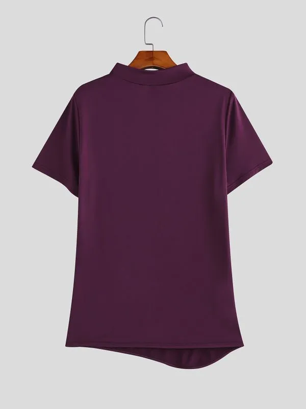 Men's Techwear Slim Fit High Stretch Mock Neck Short Sleeve T-shirt SKUL64086 sold by Incerunmen product image thumbnail 5