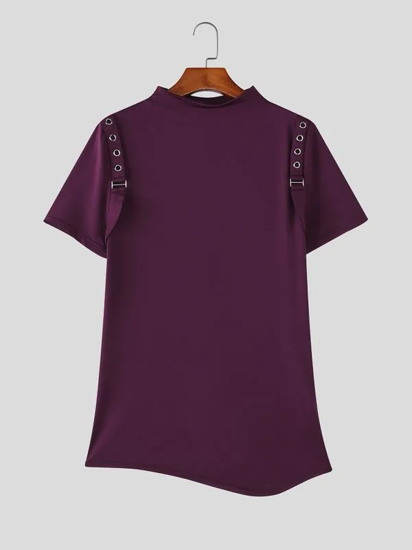 Men's Techwear Slim Fit High Stretch Mock Neck Short Sleeve T-shirt SKUL64086 sold by Incerunmen product image thumbnail 4