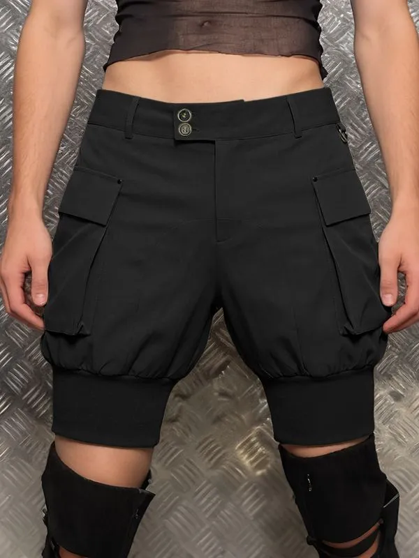 Men's Cyberpunk Techwear Multi-Pocket Cargo Bloomer Short SKUL64172 made by Incerunmen