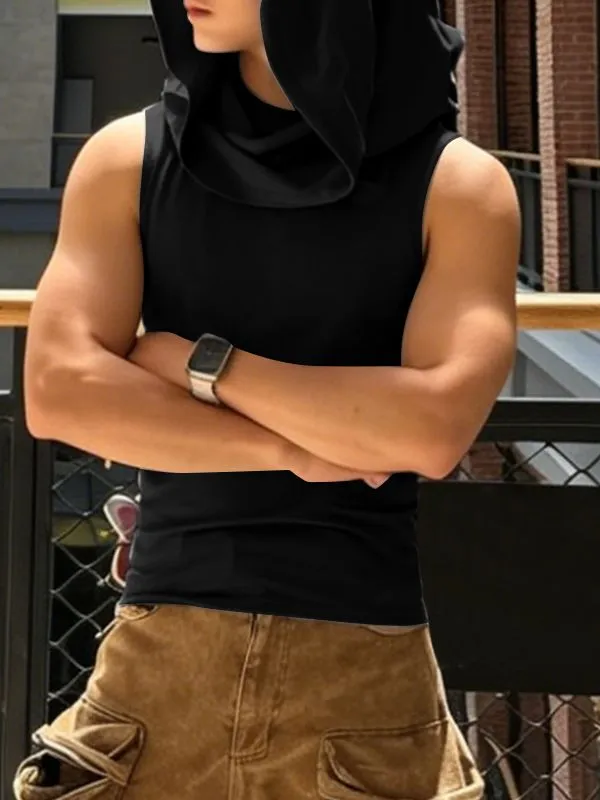 Men's Avant-Garde Streetwear Ninja Hooded Slim Fit Sleeveless Muscle Tank SKUL66021 sold by Incerunmen