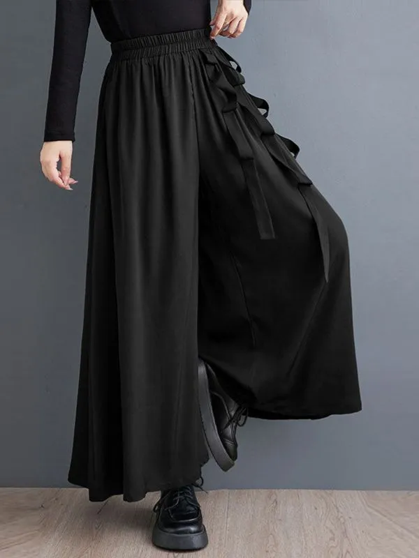 Men's Japanese Harajuku Side Ribbon Tie-Knot Pleated Extreme Wide-Leg Palazzo Pant SKUL66975 made by Incerunmen