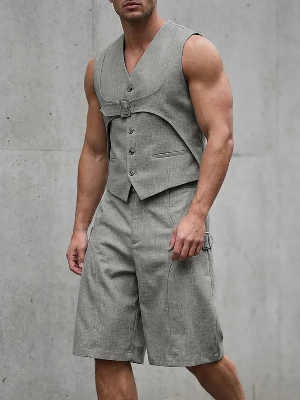 Men's Avant-Garde Deconstructed Buckled Two Pieces Outfit SKUL66877 made by Incerunmen