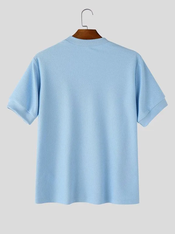 Men's Smart Casual Textured Slim Fit V-Neck Short Sleeve T-shirt SKUL69522 sold by Incerunmen product image thumbnail 5