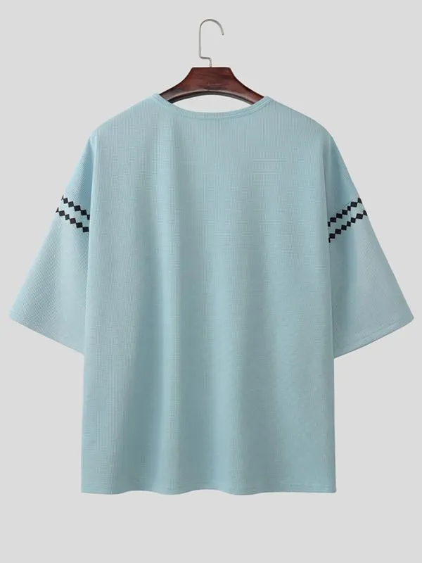 Men's High Street Retro Pixel Art Tulip Graphic Notch Neck Relaxed Knit T-shirt SKUL62117 sold by Incerunmen product image thumbnail 5