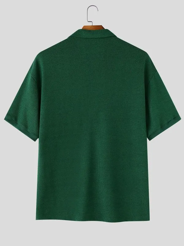 Men's Japanese Cityboy Aesthetic Dual Utility Chest Pocket Knit Polo Shirt SKUL72596 sold by Incerunmen product image thumbnail 5