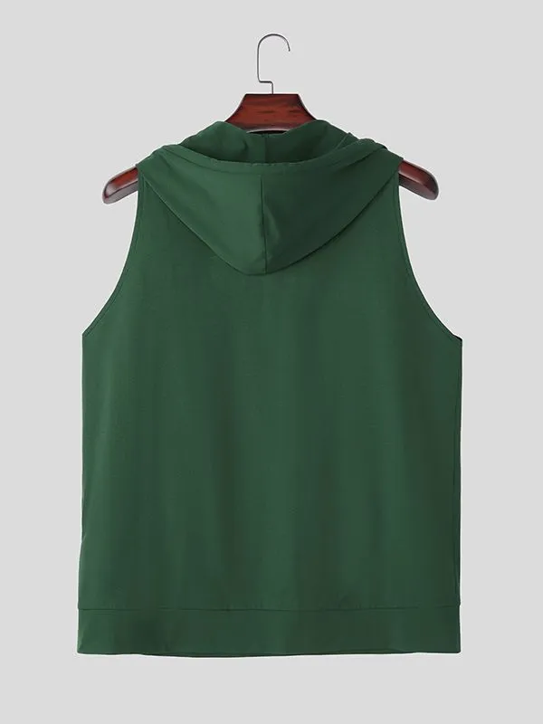 Men's American High-Street BLESS Cross Graphic Fitted Hooded Tank SKUL73205 sold by Incerunmen product image thumbnail 5