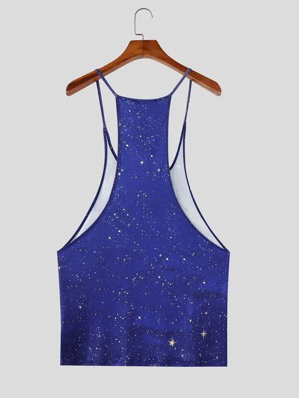 Men's High-Street Artistic Van Gogh "Starry Night" Print Deep U-Neck Tank SKUL60112 sold by Incerunmen product image thumbnail 4