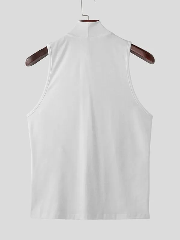 Men's Y2K Cyber-Avant Mesh Cutout Multi-Zipper Mock Neck Fitted Tank SKUL64188 sold by Incerunmen product image thumbnail 4