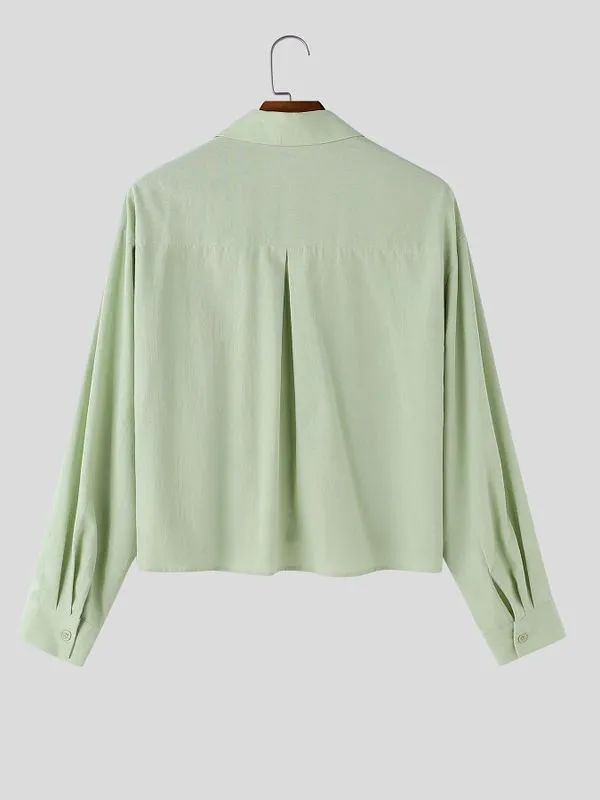 Men's Romantic Avant-Garde Floral Embroidered Boxy Cropped Long Sleeve Shirt SKUL78989 sold by Incerunmen product image thumbnail 5