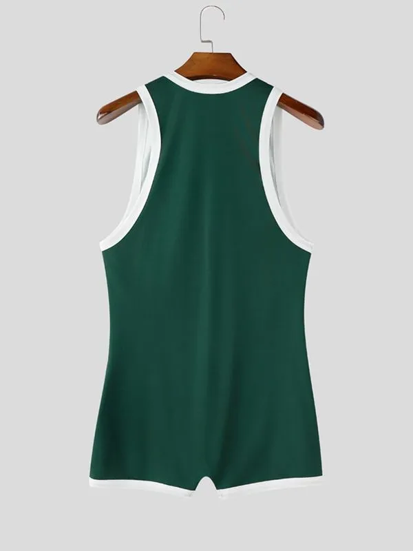 Men's Retro Contrast Piping Deep-U Muscle Fit Wrestling Singlet Bodysuit SKUL75689 sold by Incerunmen product image thumbnail 5