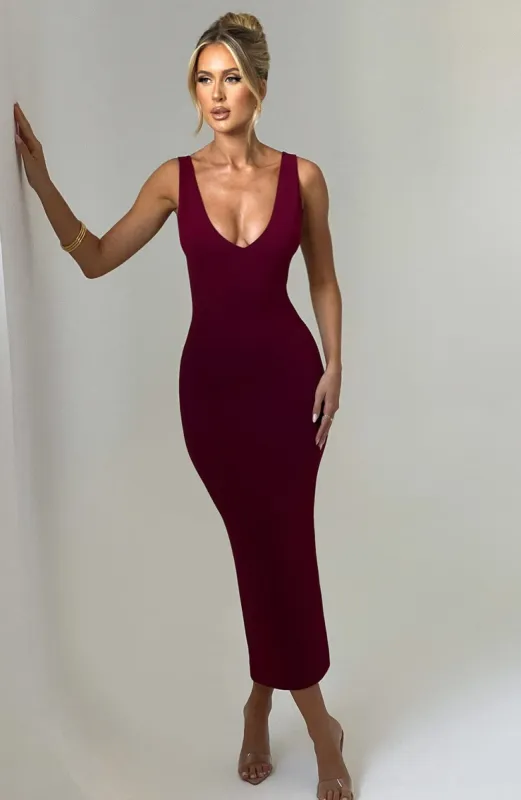 Lucinda Midi Dress - Burgundy sold by Babyboo Fashion