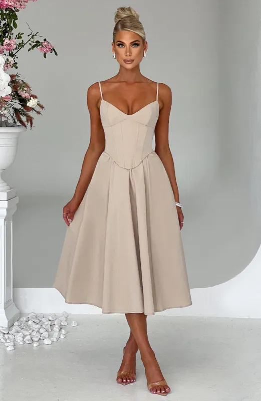 Mariella Midi Dress - Beige sold by Babyboo Fashion