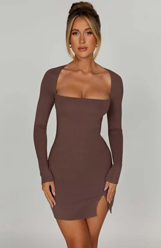 Brylee Mini Dress - Chocolate sold by Babyboo Fashion