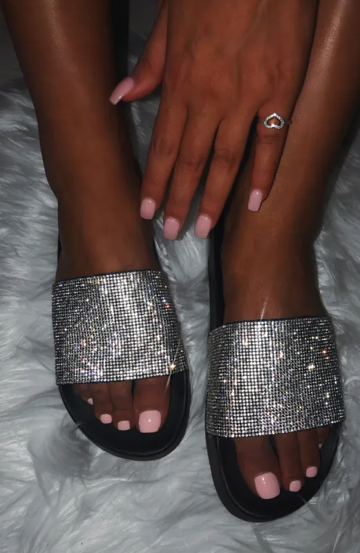 Diamonte Slides - Black sold by Babyboo Fashion