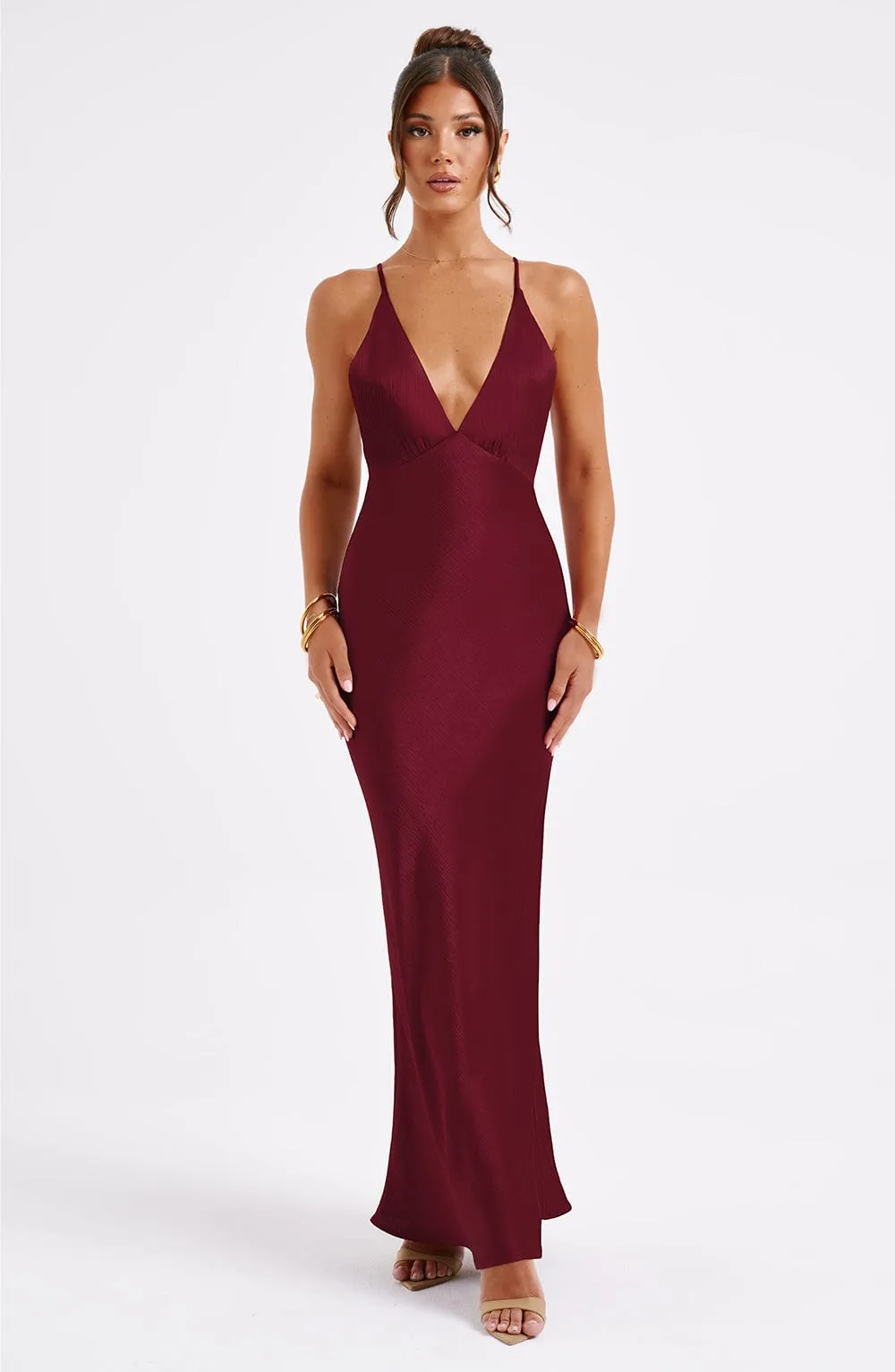 Anja Maxi Dress - Burgundy sold by Babyboo Fashion
