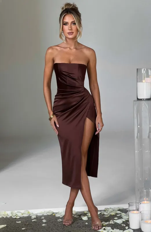 Inez Midi Dress - Chocolate sold by Babyboo Fashion