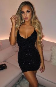 Gigi Mini Dress - Black Sequin sold by Babyboo Fashion