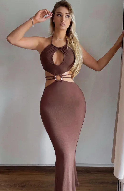 Clarissa Maxi Dress - Chocolate sold by Babyboo Fashion