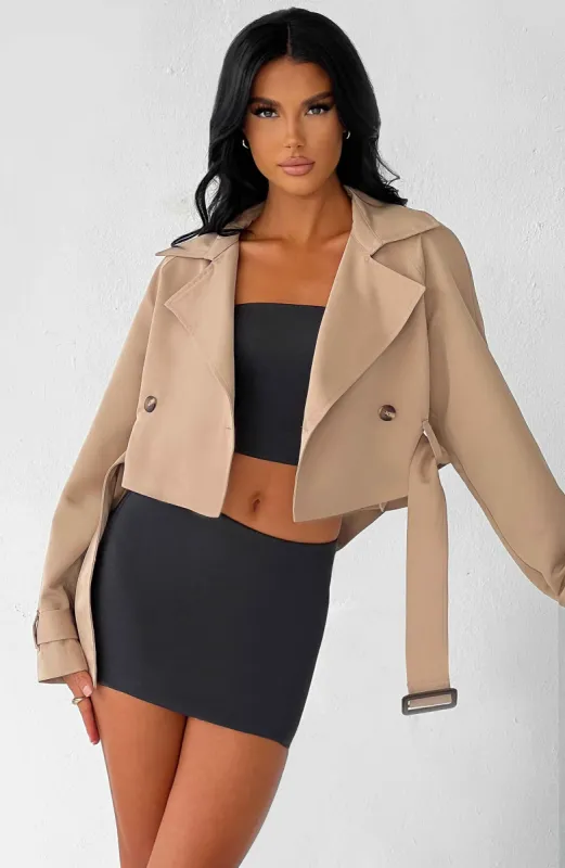 Caprice Cropped Trench Coat - Beige sold by Babyboo Fashion