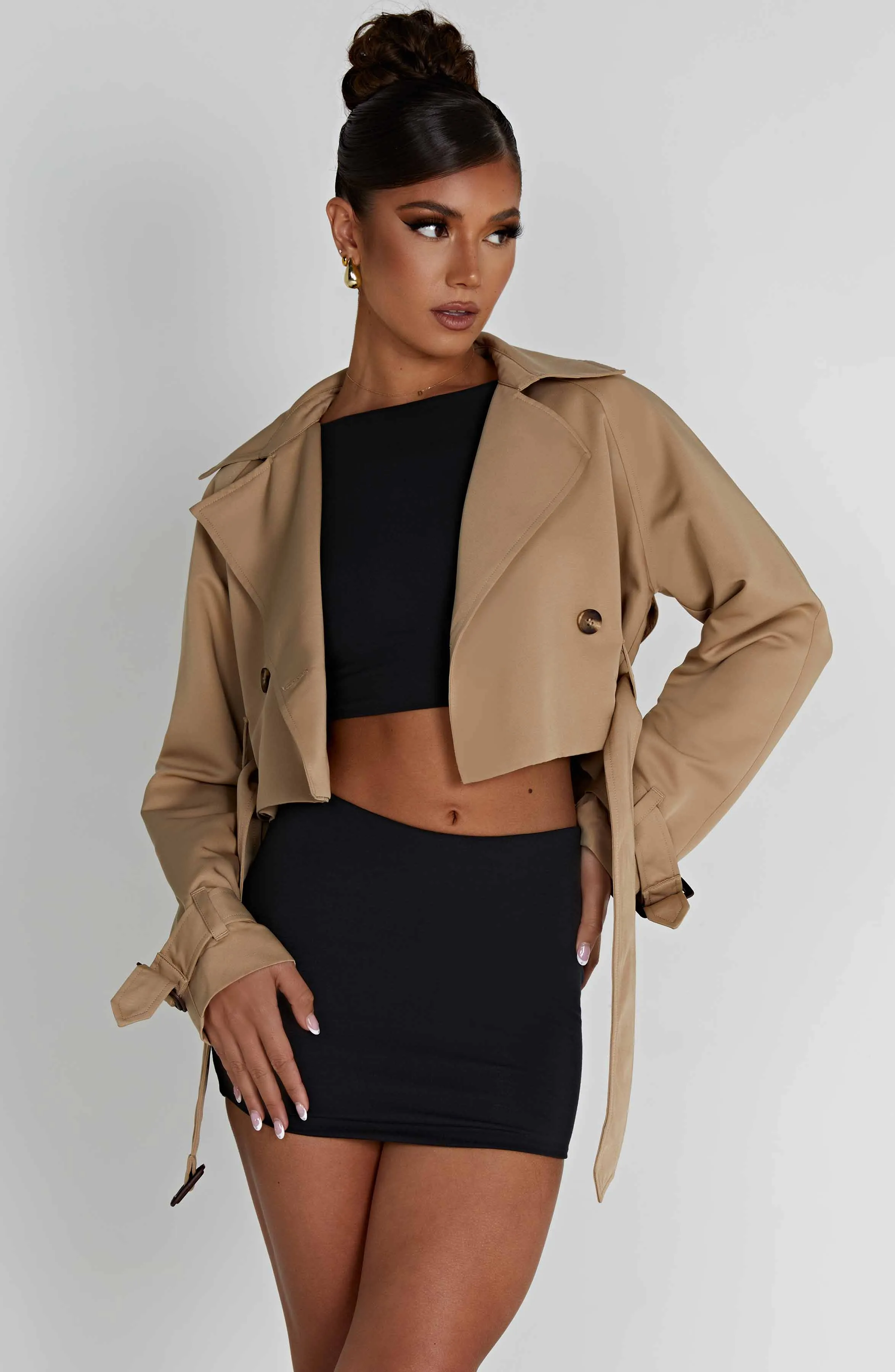 Caprice Cropped Trench Coat - Beige sold by Babyboo Fashion product image thumbnail 5