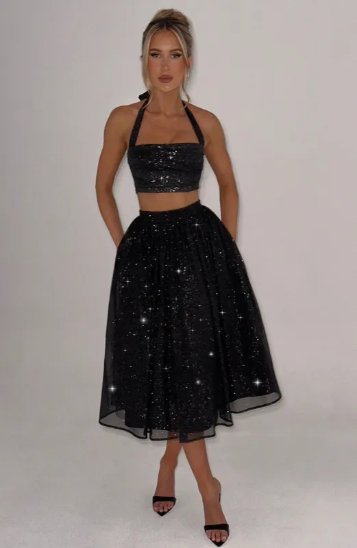 Alani Crop Top - Black Sparkle sold by Babyboo Fashion