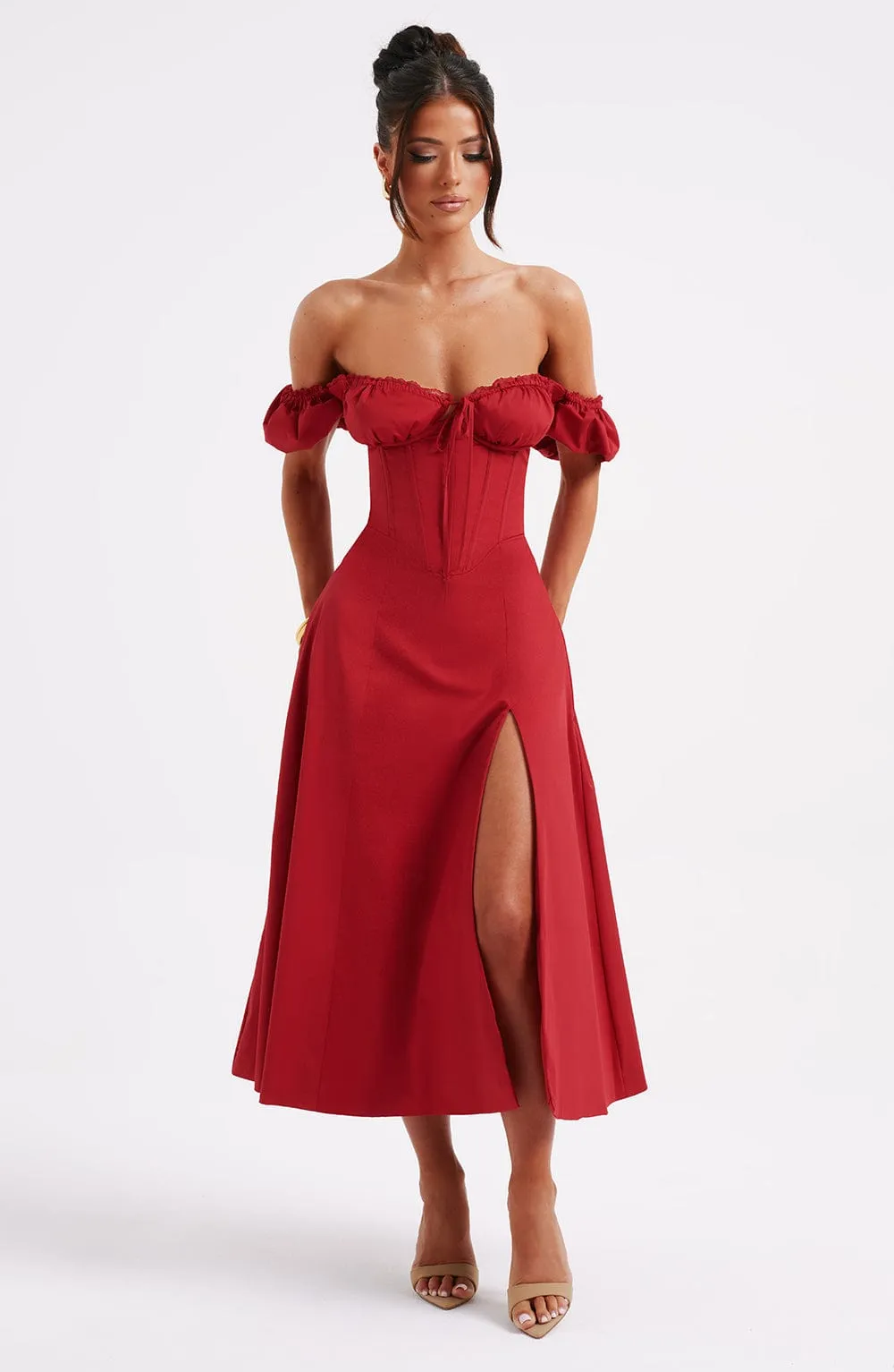 Courtney Midi Dress - Red sold by Babyboo Fashion product image thumbnail 4