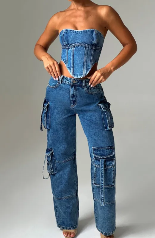 Brooklyn Cargo Pant - Dark Wash sold by Babyboo Fashion