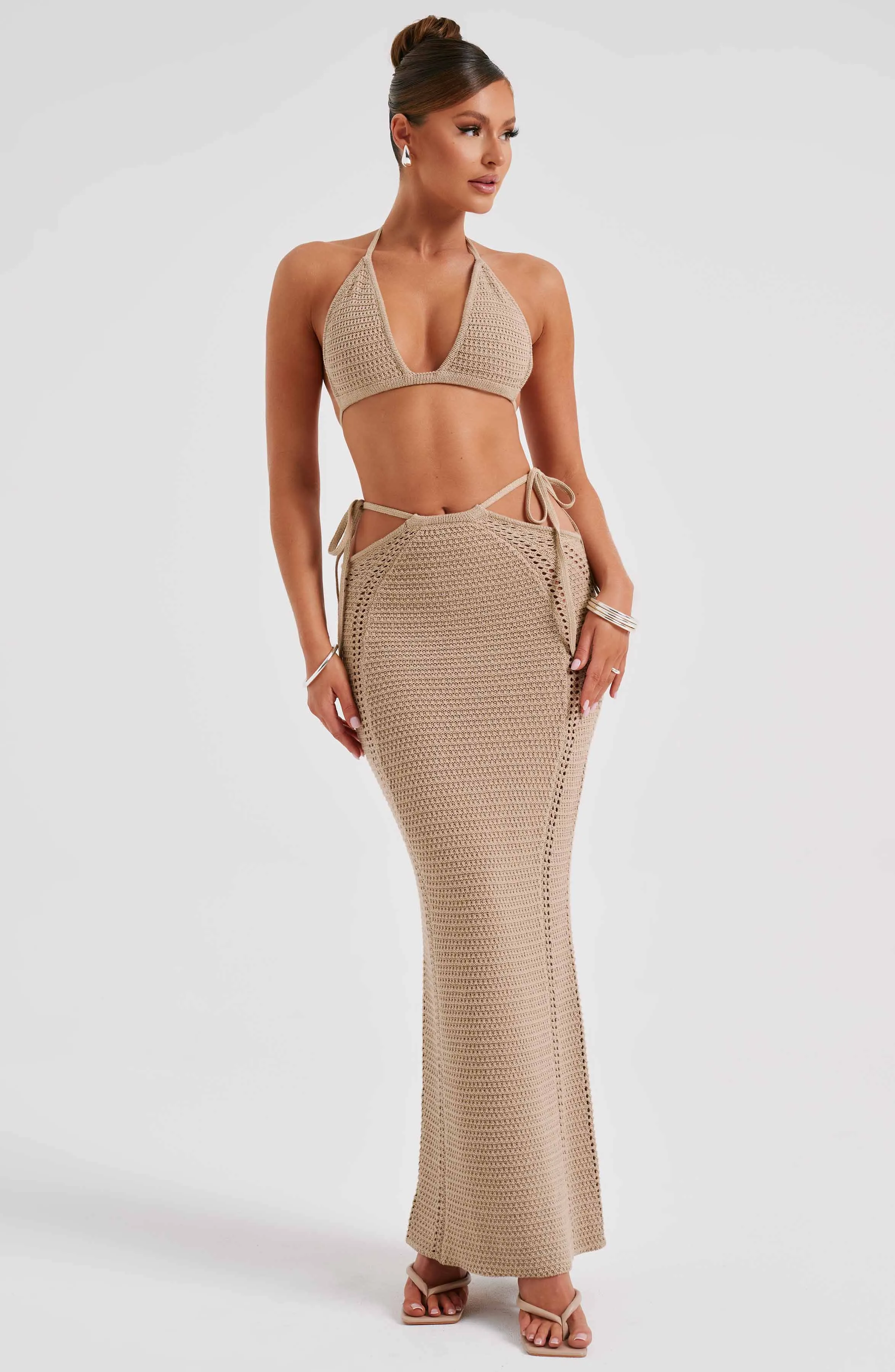Jia Maxi Skirt - Beige sold by Babyboo Fashion