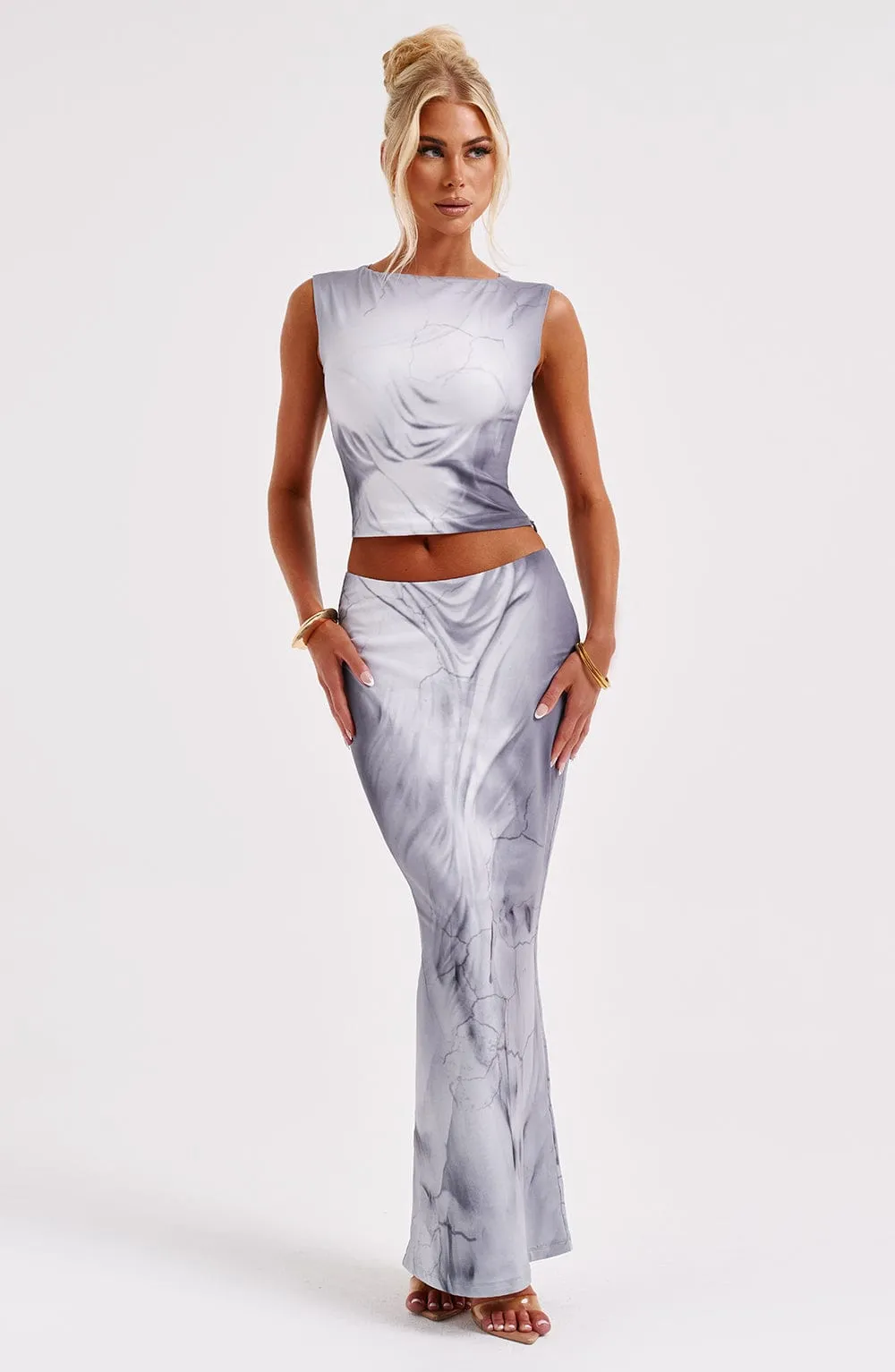 Charmayne Maxi Skirt - Grey Body Print sold by Babyboo Fashion product image thumbnail 4