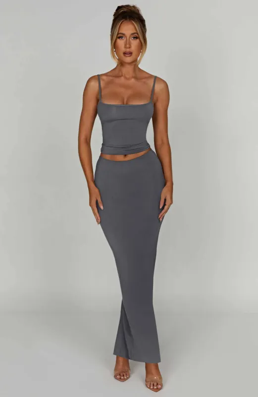 Yazmin Maxi Skirt - Charcoal sold by Babyboo Fashion