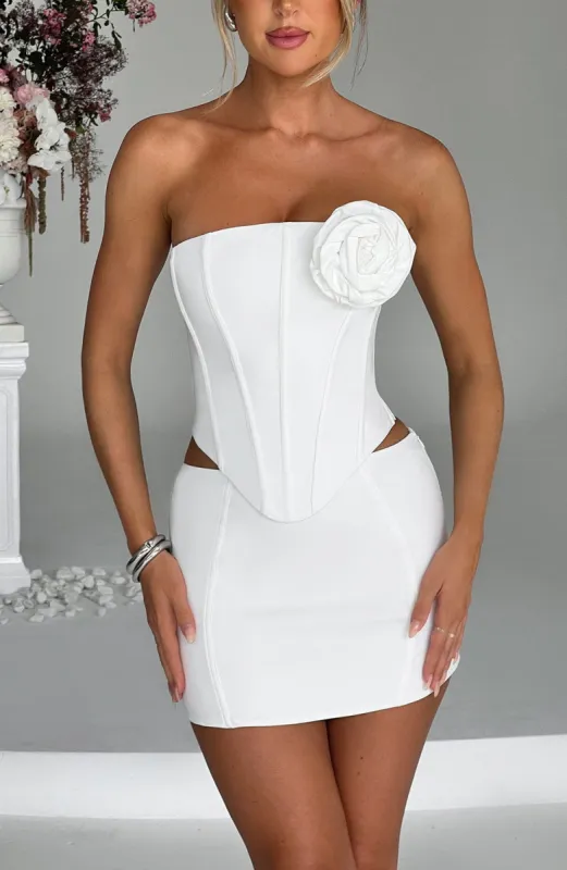 Jacquie Mini Skirt - Ivory sold by Babyboo Fashion
