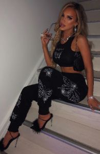 Sasha Diamante Trackpants - Black sold by Babyboo Fashion