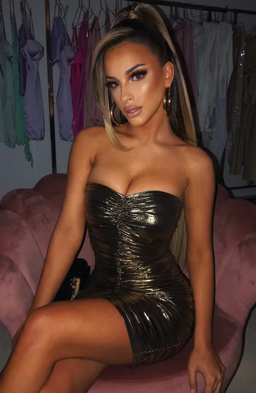 Shyla Mini Dress - Gold sold by Babyboo Fashion