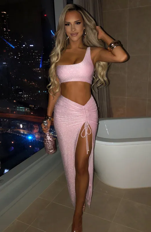 Alyssia Maxi Skirt - Pink Sparkle sold by Babyboo Fashion