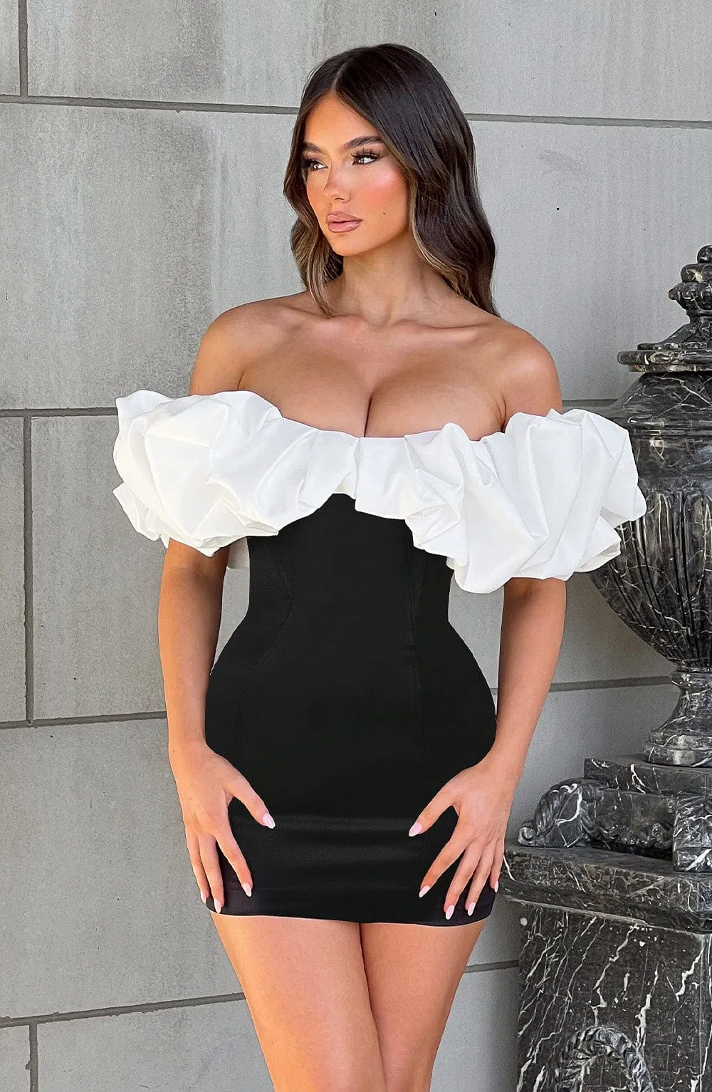 Allie Mini Dress - Black/White sold by Babyboo Fashion