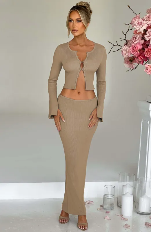 Elia Maxi Skirt - Beige sold by Babyboo Fashion