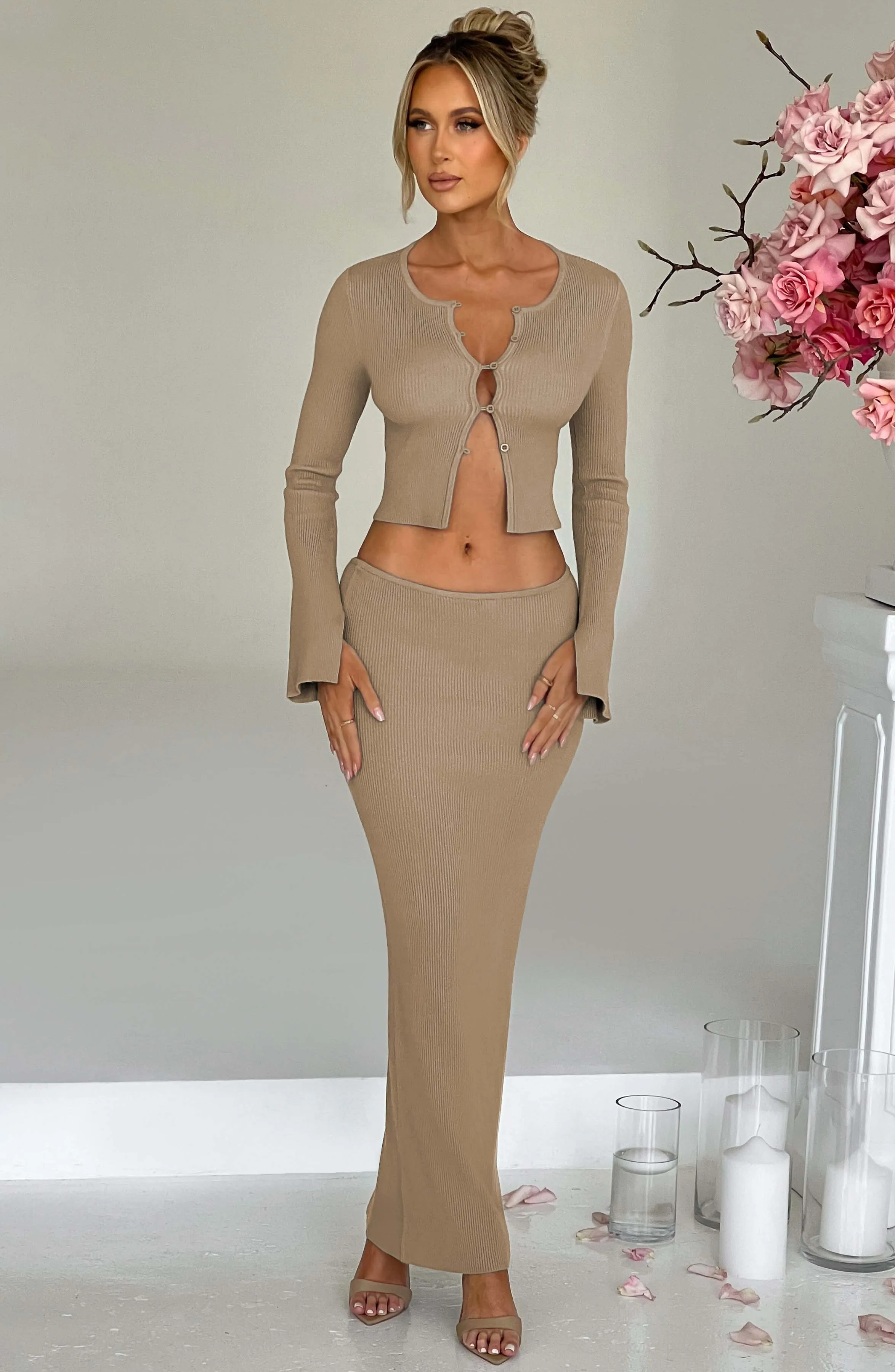 Elia Maxi Skirt - Beige sold by Babyboo Fashion