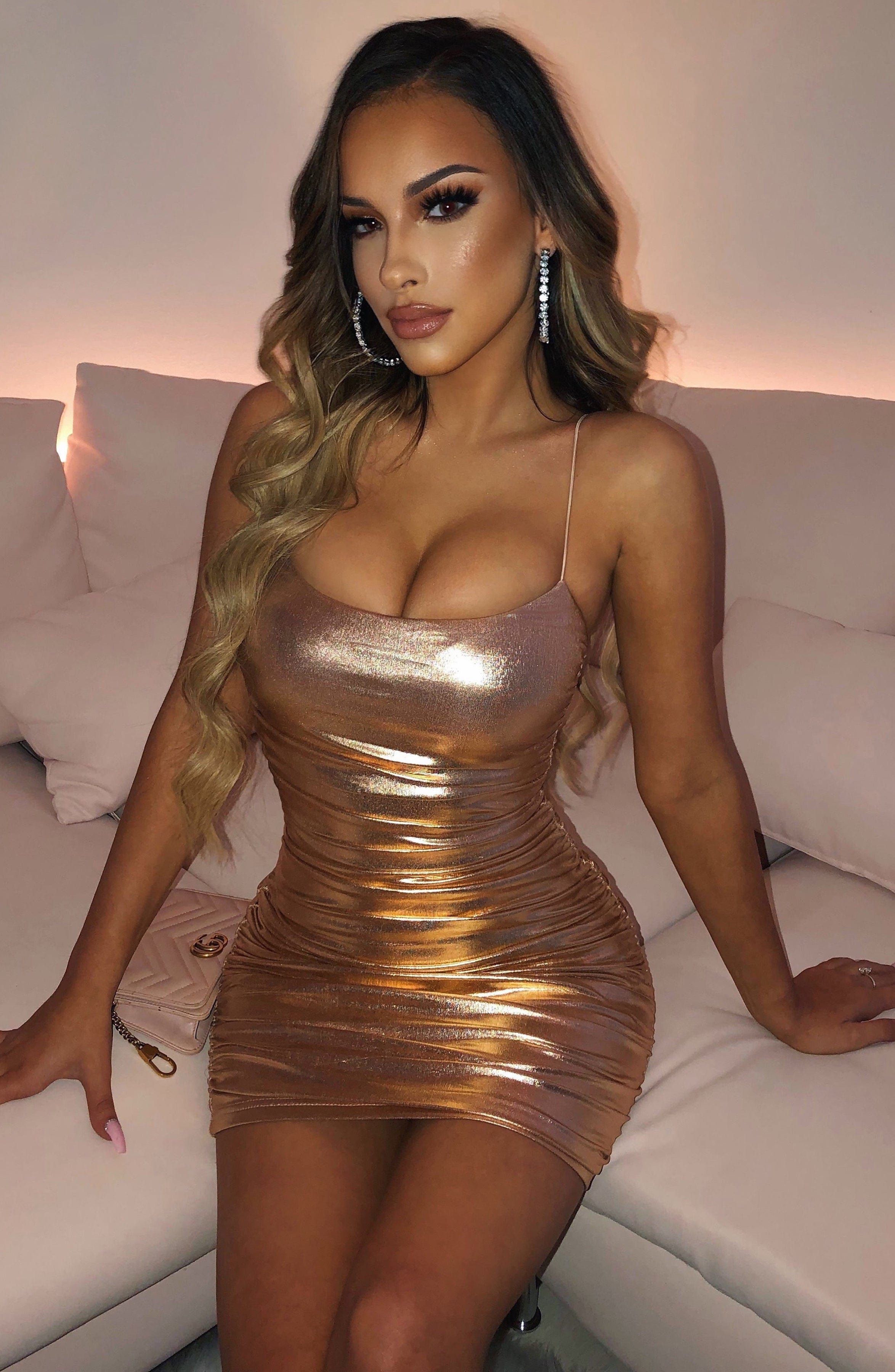 Eloise Mini Dress - Rose Gold sold by Babyboo Fashion