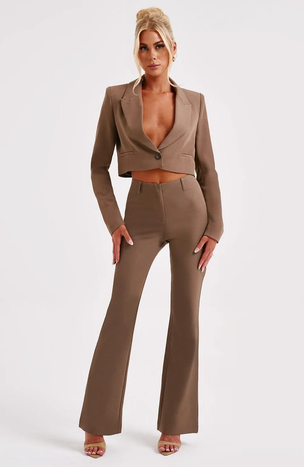 Darci Cropped Blazer - Mocha sold by Babyboo Fashion product image thumbnail 3