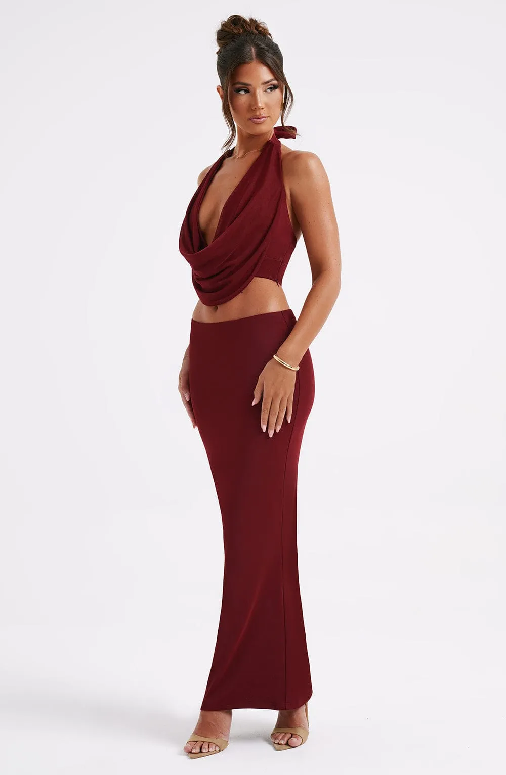 Chrishelle Maxi Skirt - Burgundy sold by Babyboo Fashion product image thumbnail 5