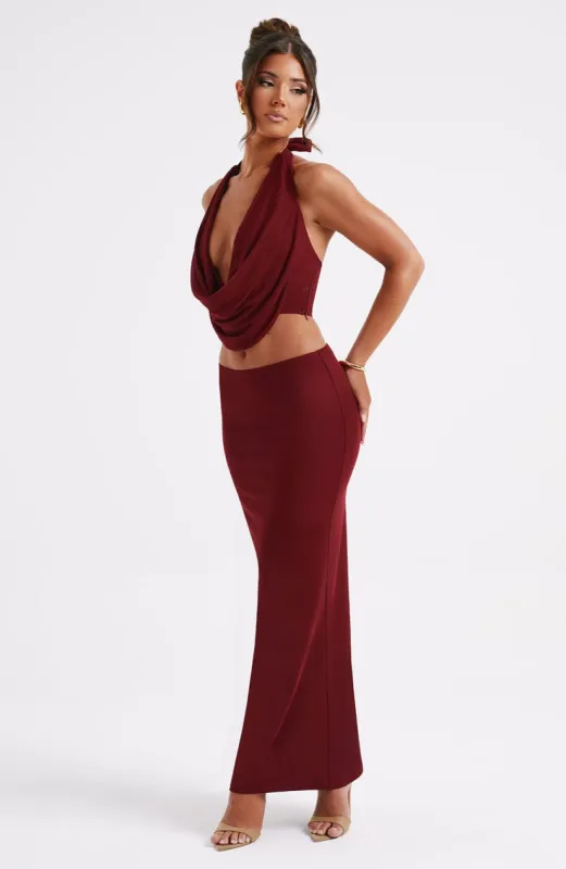 Chrishelle Maxi Skirt - Burgundy sold by Babyboo Fashion