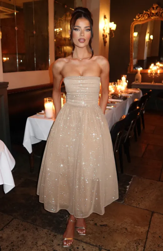 Marissa Midi Dress - Gold Sparkle sold by Babyboo Fashion