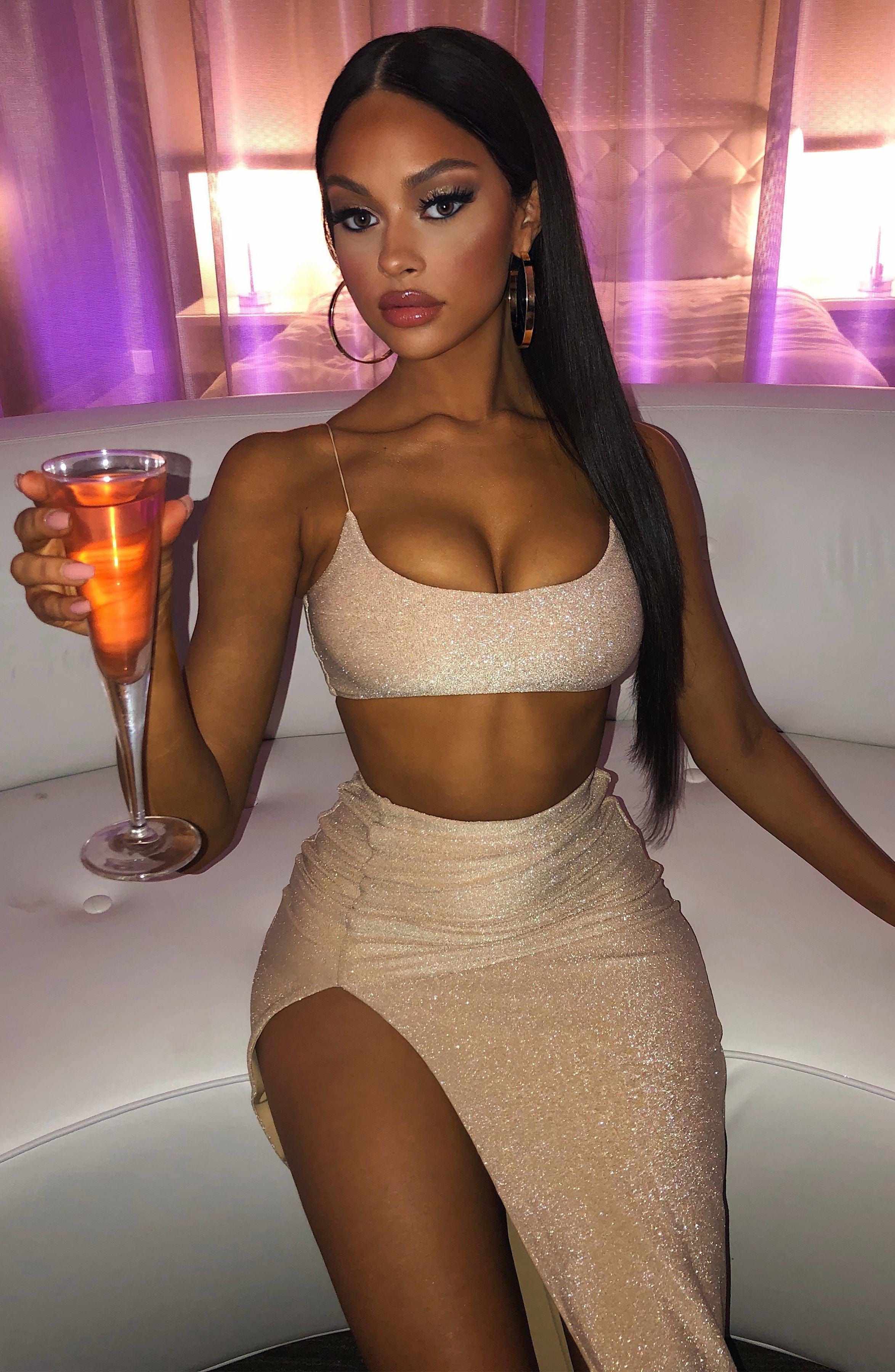 Kenza Maxi Skirt - Gold Sparkle sold by Babyboo Fashion product image thumbnail 3