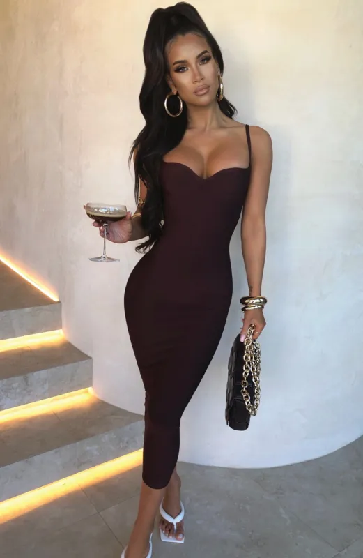 Mayra Bandage Maxi Dress - Chocolate sold by Babyboo Fashion